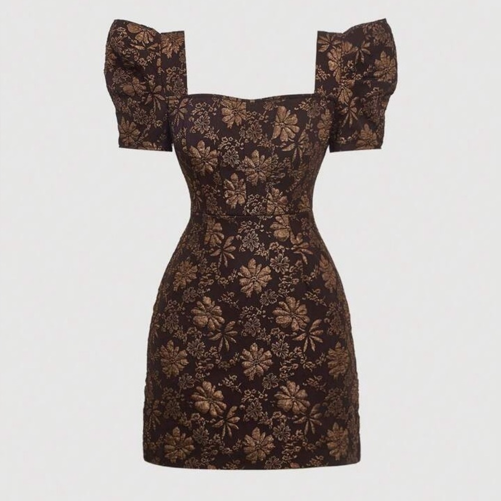 SHEIN Elegant Floral Puff Sleeve Dress
